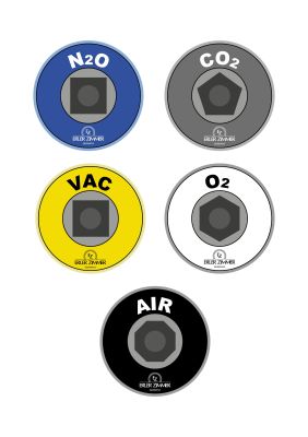 Sticker set "Medical gas connections" with 5pcs 3D stickers - Erler-Zimmer 7500, view 3