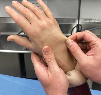 Replacement skin for “Puncture Pete” hyperrealistic IV training arm, light skin color