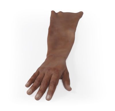 Replacement skin for “Puncture Pete” hyperrealistic IV training arm, dark skin color