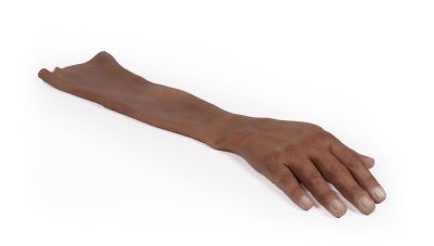 Replacement skin for “Puncture Pete” hyperrealistic IV training arm, dark skin color