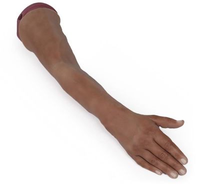 Puncture Pete – hyperrealistic IV training arm, dark skin color