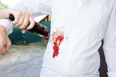 Wound moulage cut broken bottle