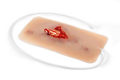 Wound moulage open fracture, leg with bleeding function