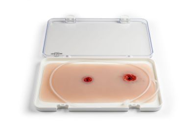 Wound moulage bullet wound, arm with bleeding function