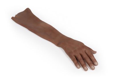 Replacement skin for “Puncture Pete” hyperrealistic IV training arm, dark skin color