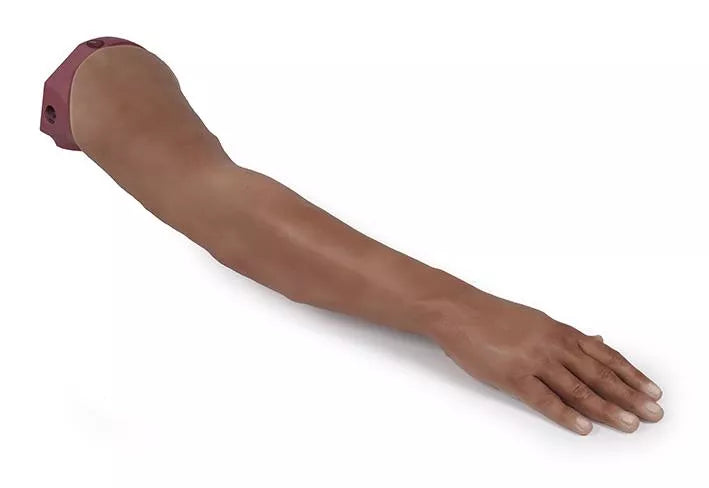 Puncture Pete – hyperrealistic IV training arm, dark skin color