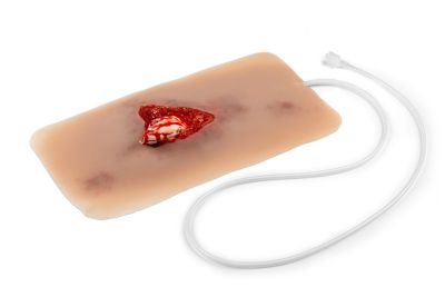 Wound moulage open fracture, leg with bleeding function